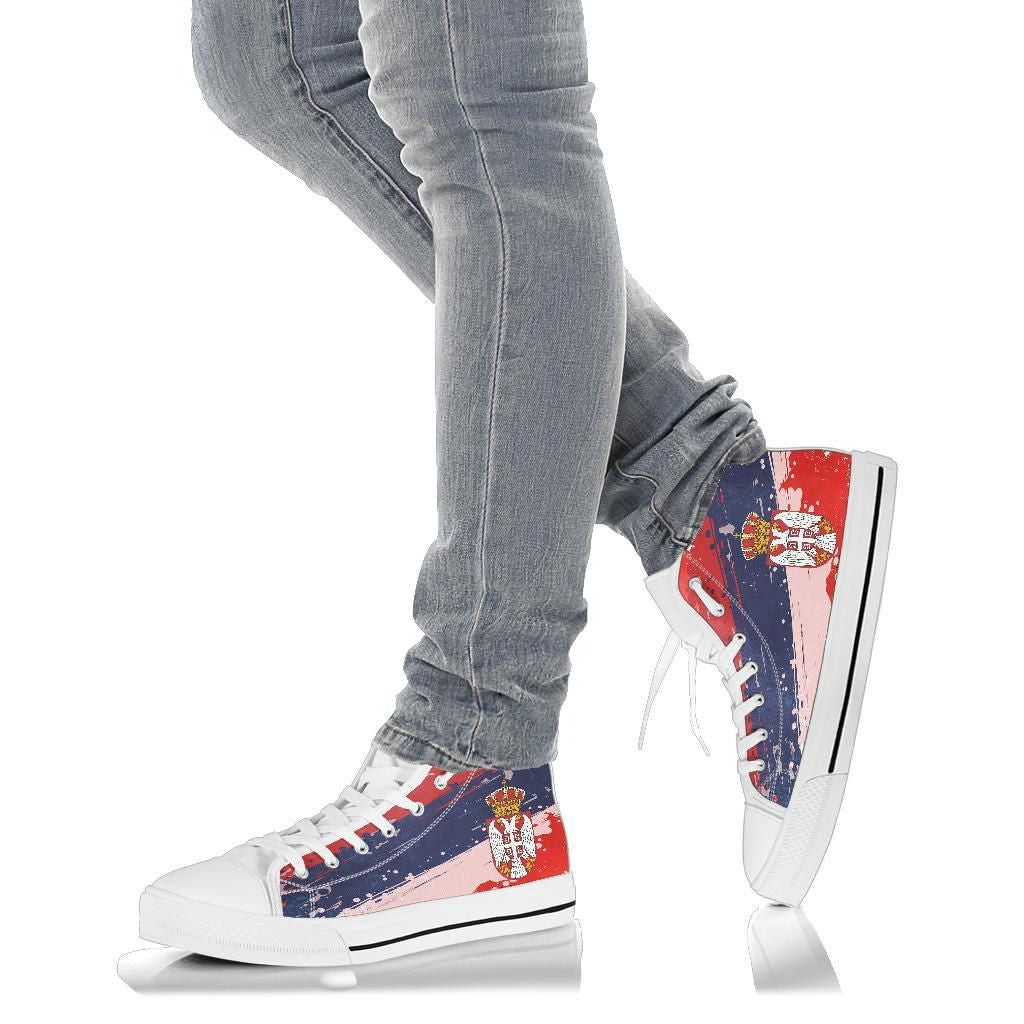Serbia High Top Shoe Serbia National Flag And Emblem