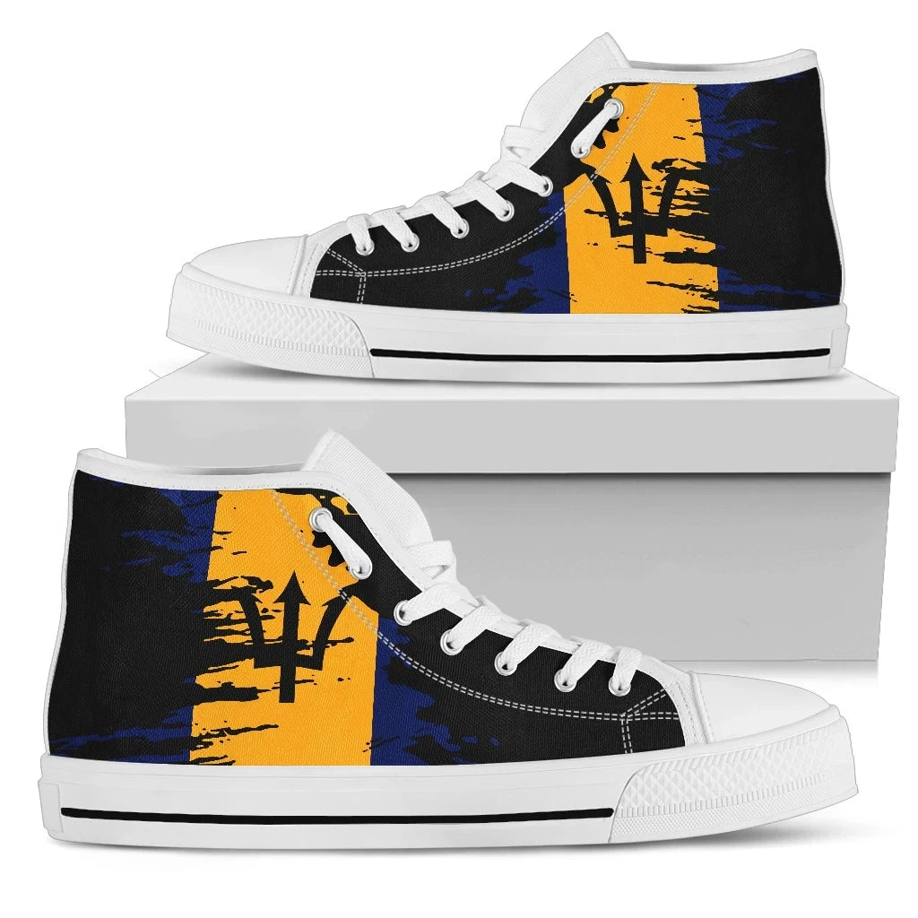 Barbados High Top Shoe Flag Painting Th5