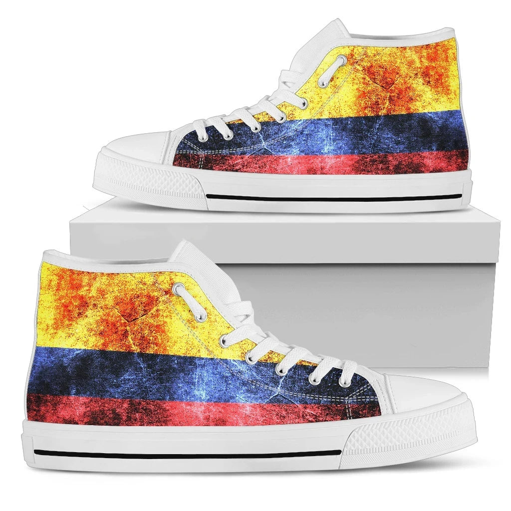 Colombia Darken Flag High Top Canvas Shoes