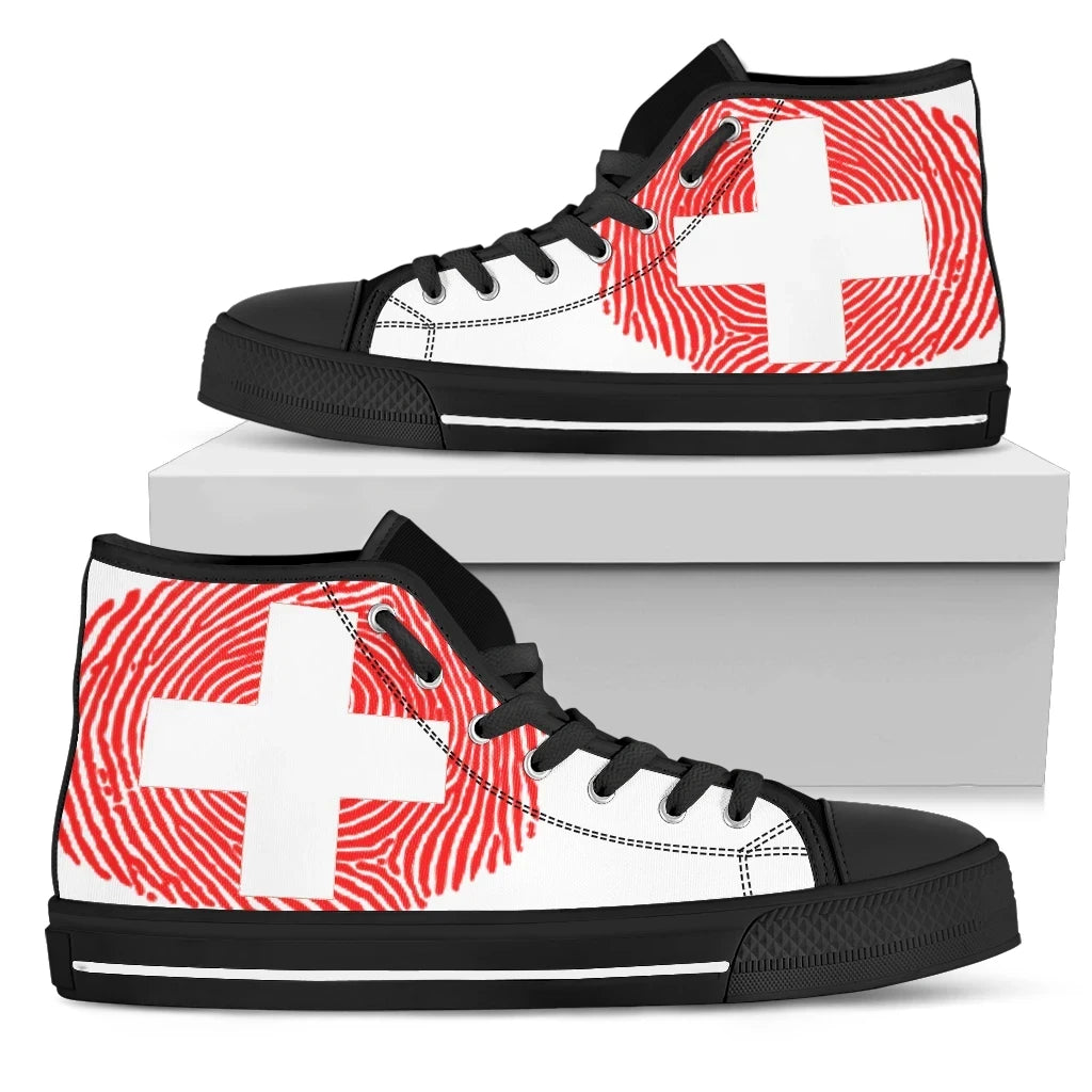 Switzerland Fingerprint Flag High Top Canvas Shoes