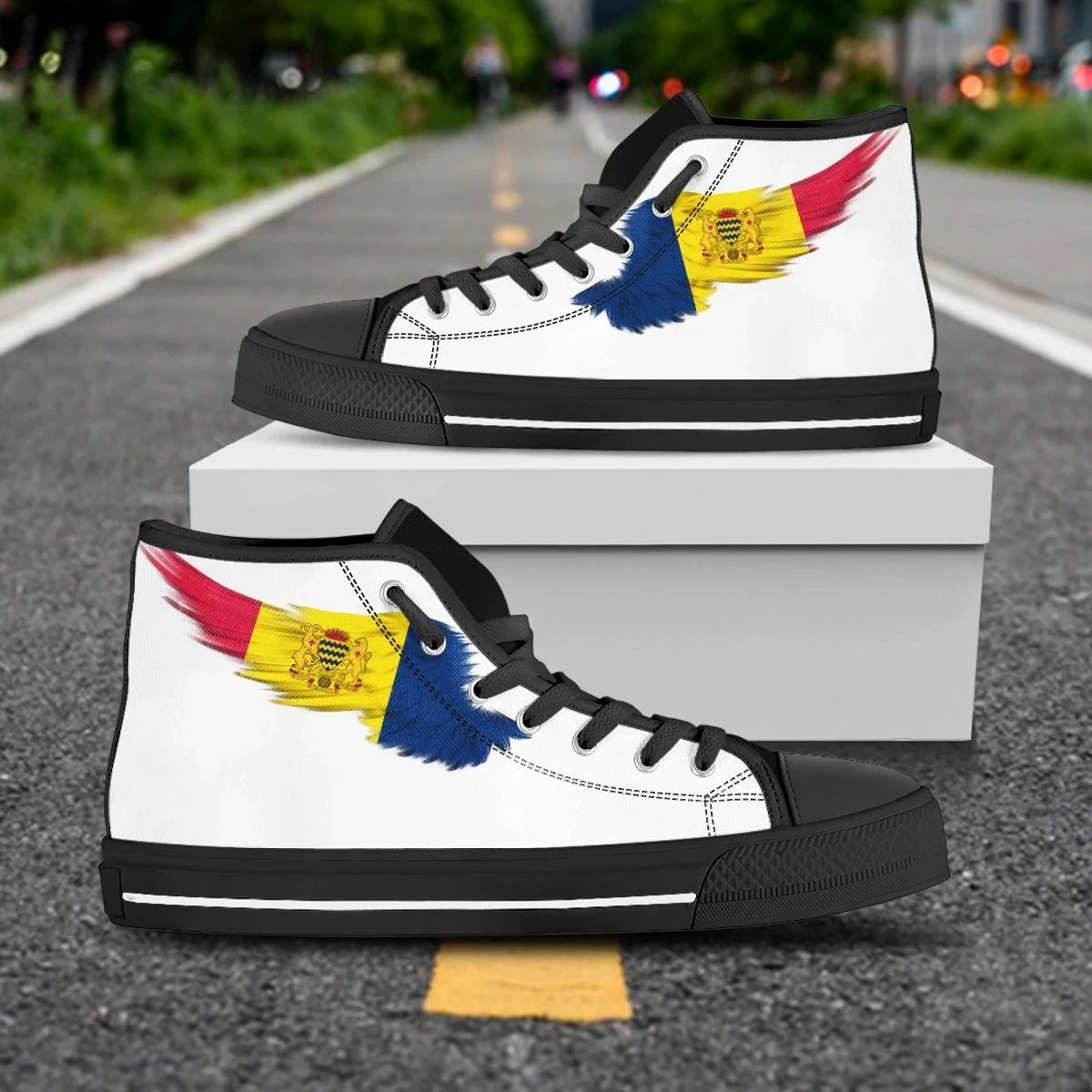 Chad High Top Shoe Wing Flag White