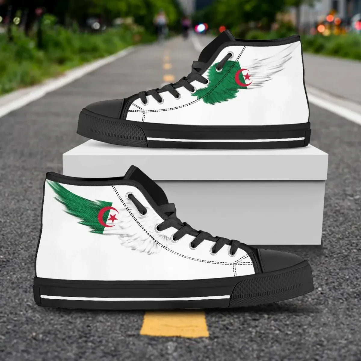 Algeria High Top Shoe Wing Flag White