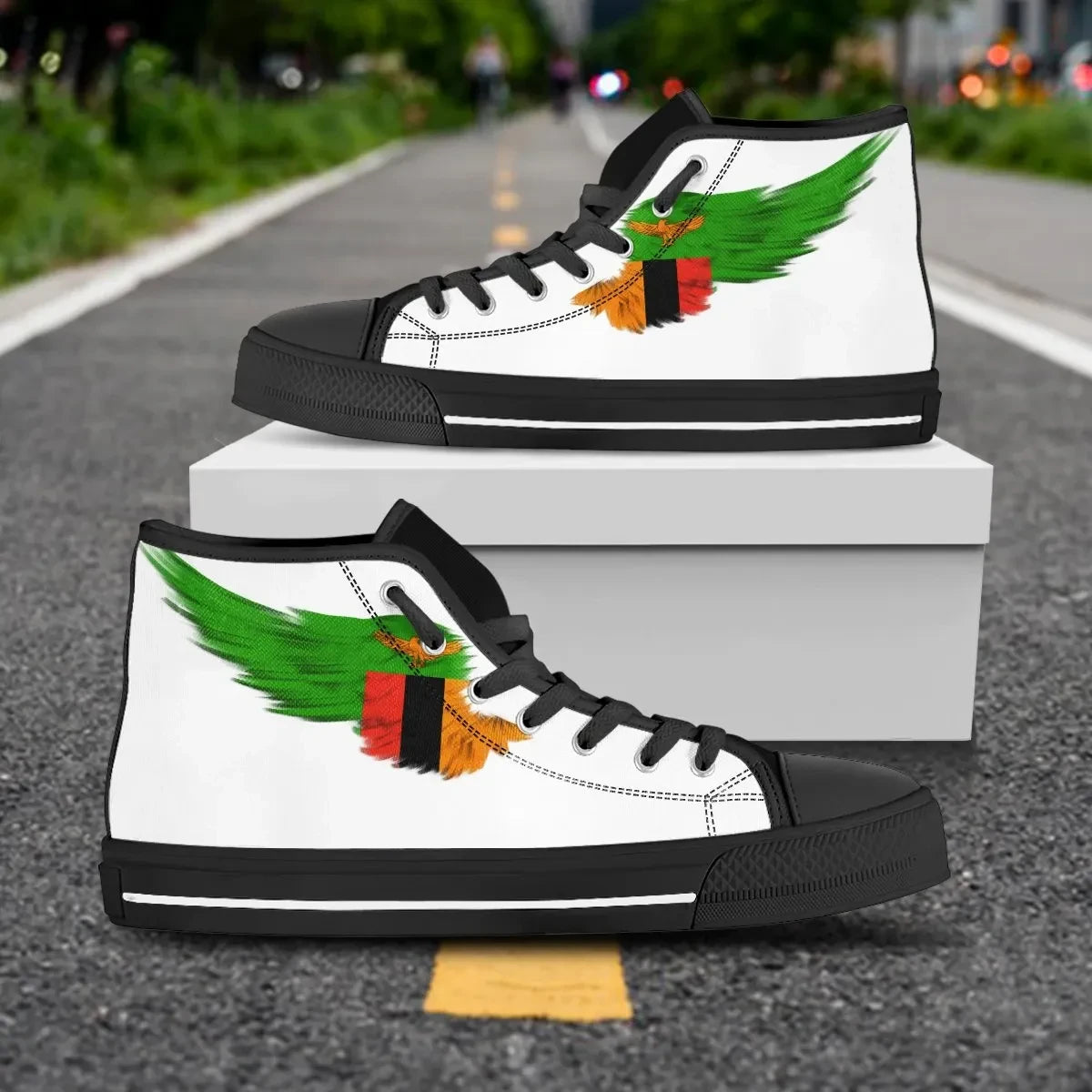 Zambia High Top Shoe Wing Flag