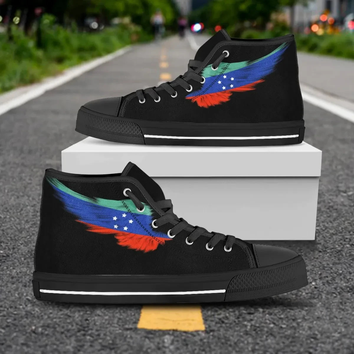Sidama Black High Top Shoe Wing Flag