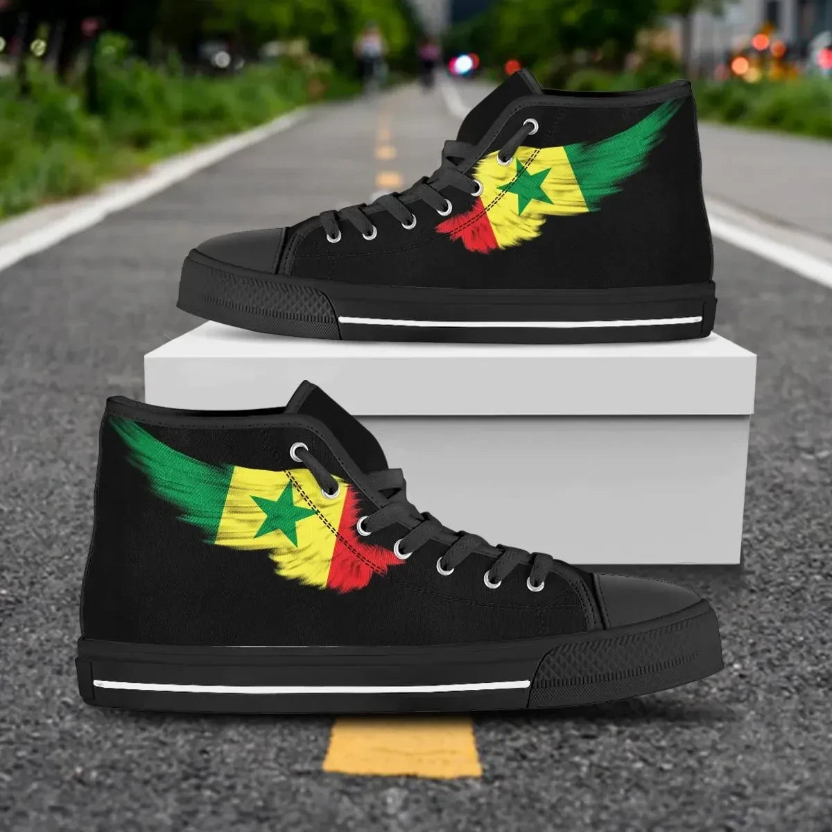 Senegal Black High Top Shoe Wing Flag