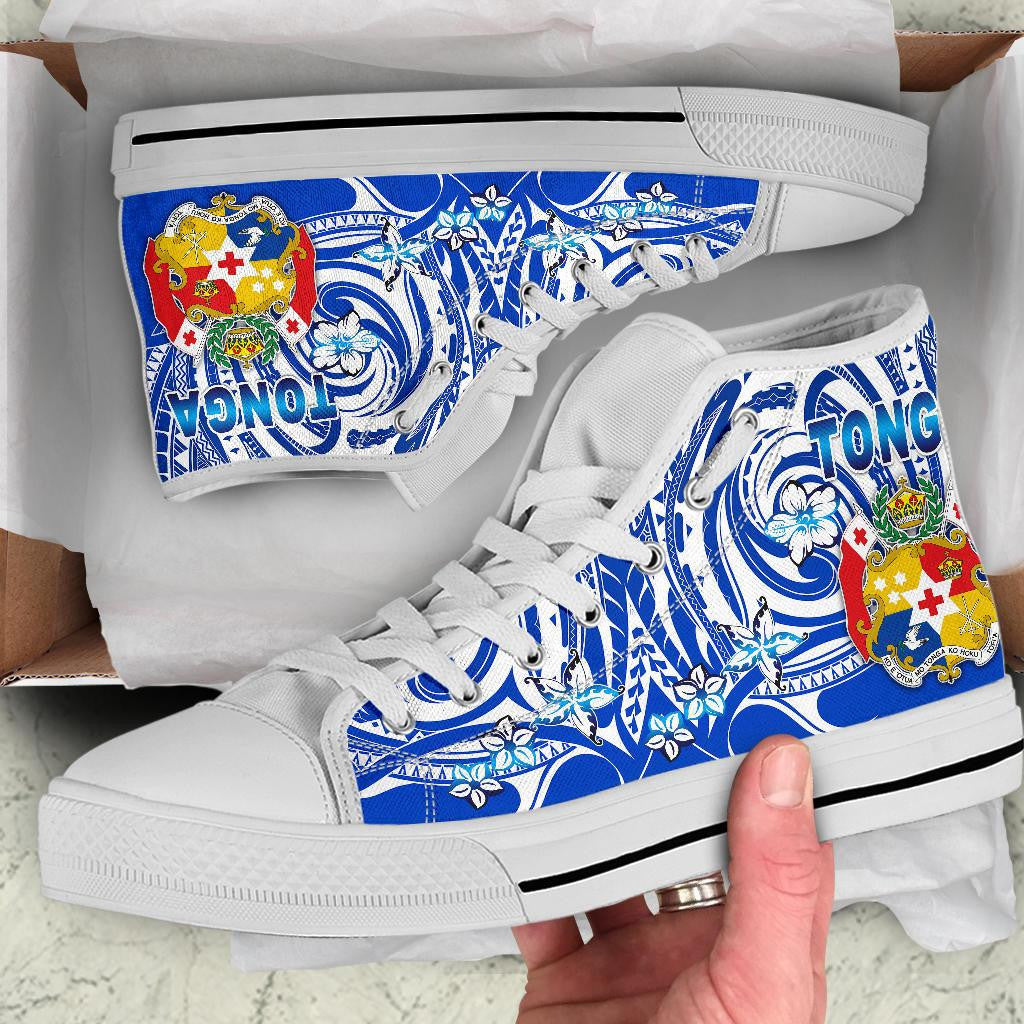 Mate Ma'A Tonga Rugby High Top Shoe Polynesian Unique Vibes Blue