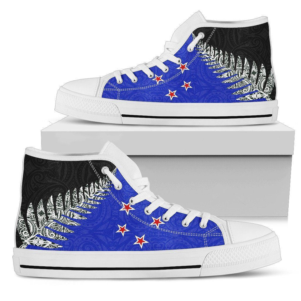 Silver Fern Flag High Top Shoes Blue