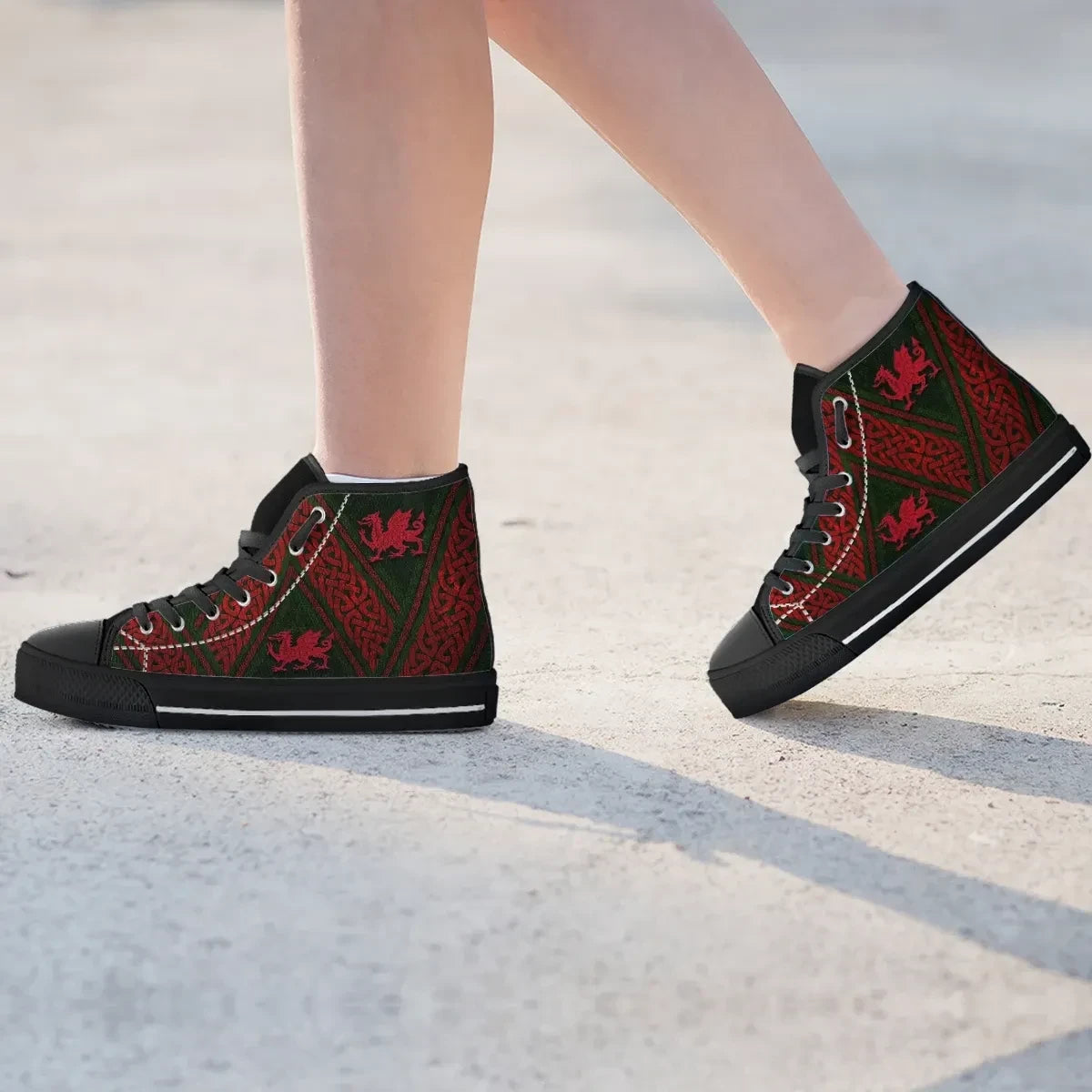 Wales Celtic High Top Shoes Welsh Dragon Cross Style