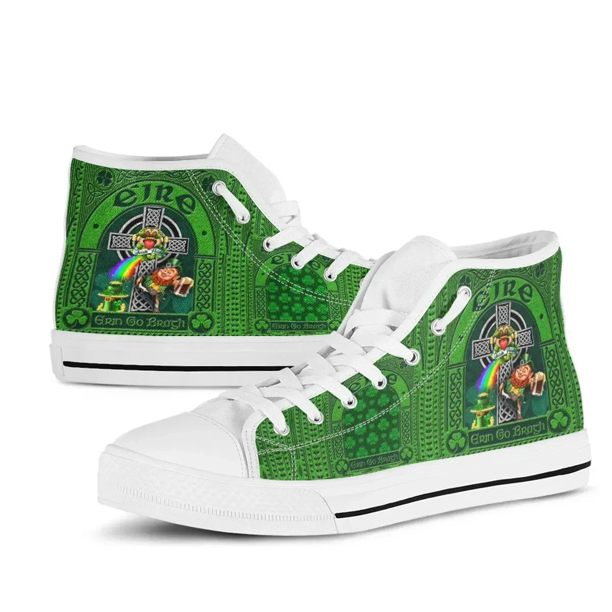 Ireland St. Patrick'S Day High Top Shoe Leprechaun With Celtic Claddagh Ring Cross
