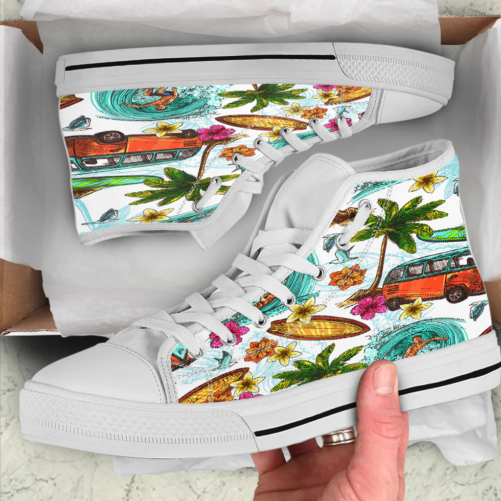 Shoes Alohawaiian Summer Pattern Sea Travel And Surfring High Top Shoes