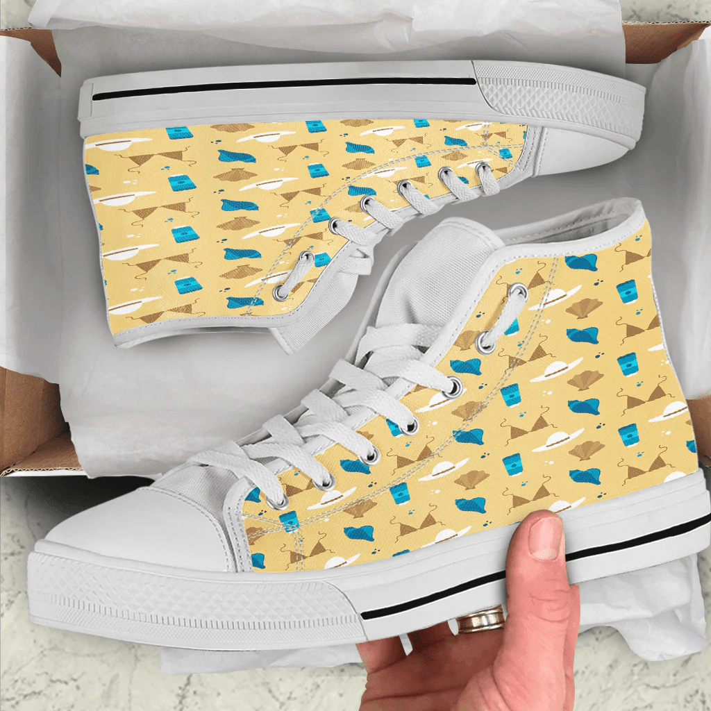Shoes Hawaiian Summer Pattern Fedora,Bra And Conch High Top Shoes