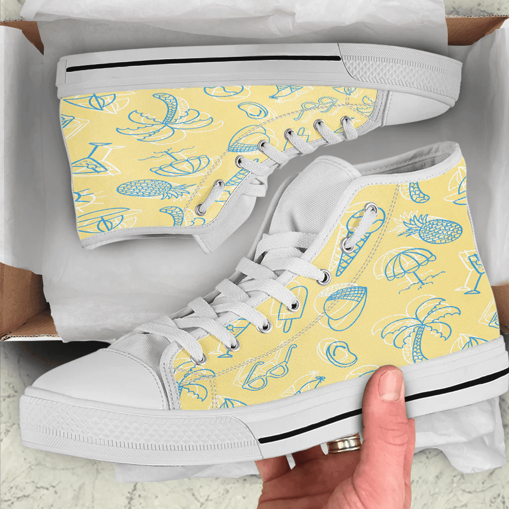 Shoes Summer Pattern Cartoon Drawing High Top Shoes