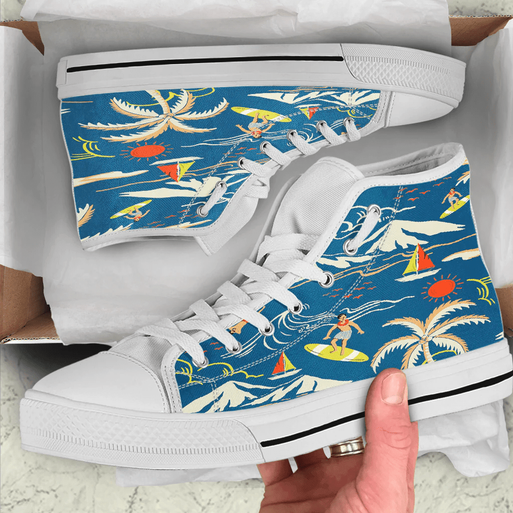 Shoes Hawaiian Summer Beach Pattern High Top Shoes