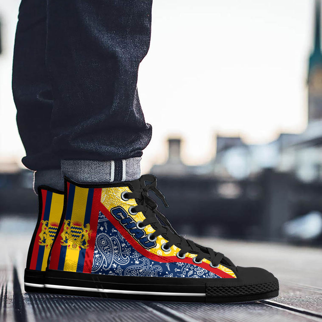 Shoes Chad Blue Version High Top Shoes Paisley Bandana Special Style