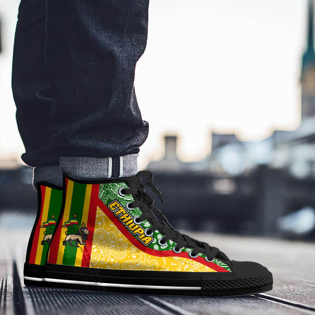 Shoes Ethiopia Yellow Version High Top Shoes Paisley Bandana Special Style