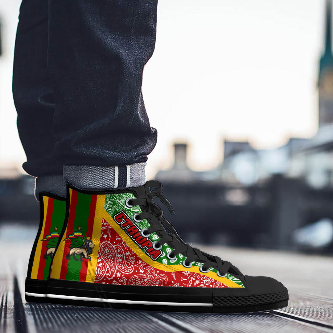 Shoes Ethiopia Red Version High Top Shoes Paisley Bandana Special Style