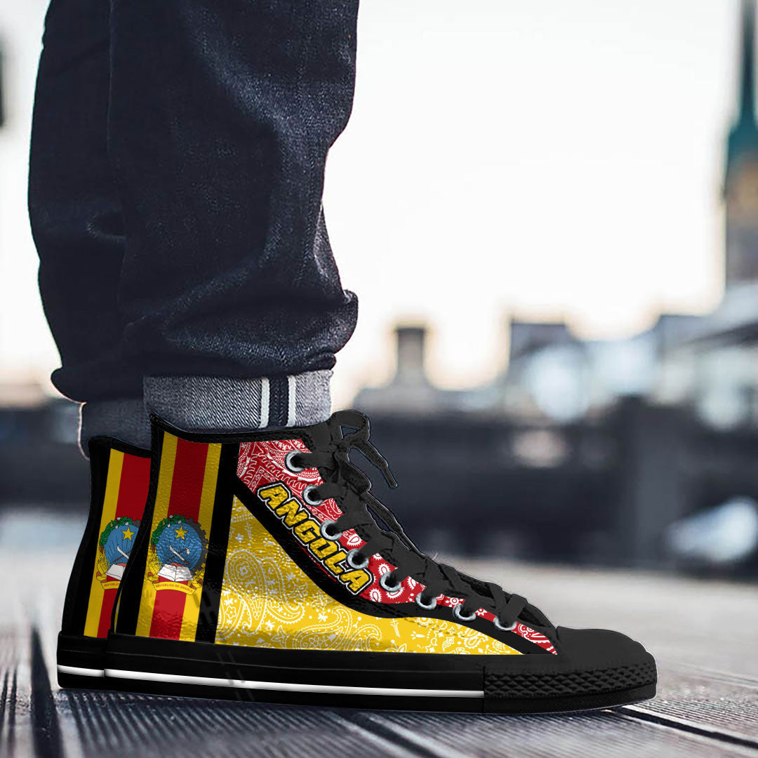 Shoes Angola Yellow Version High Top Shoes Paisley Bandana Special Style