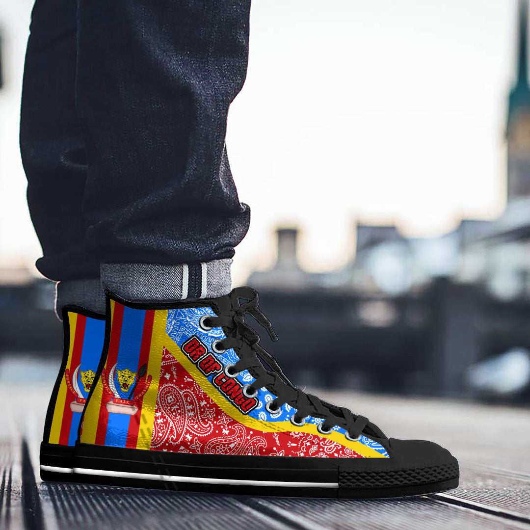 Shoes Democratic Republic Of The Congo Red Version High Top Shoes Paisley Bandana Special Style