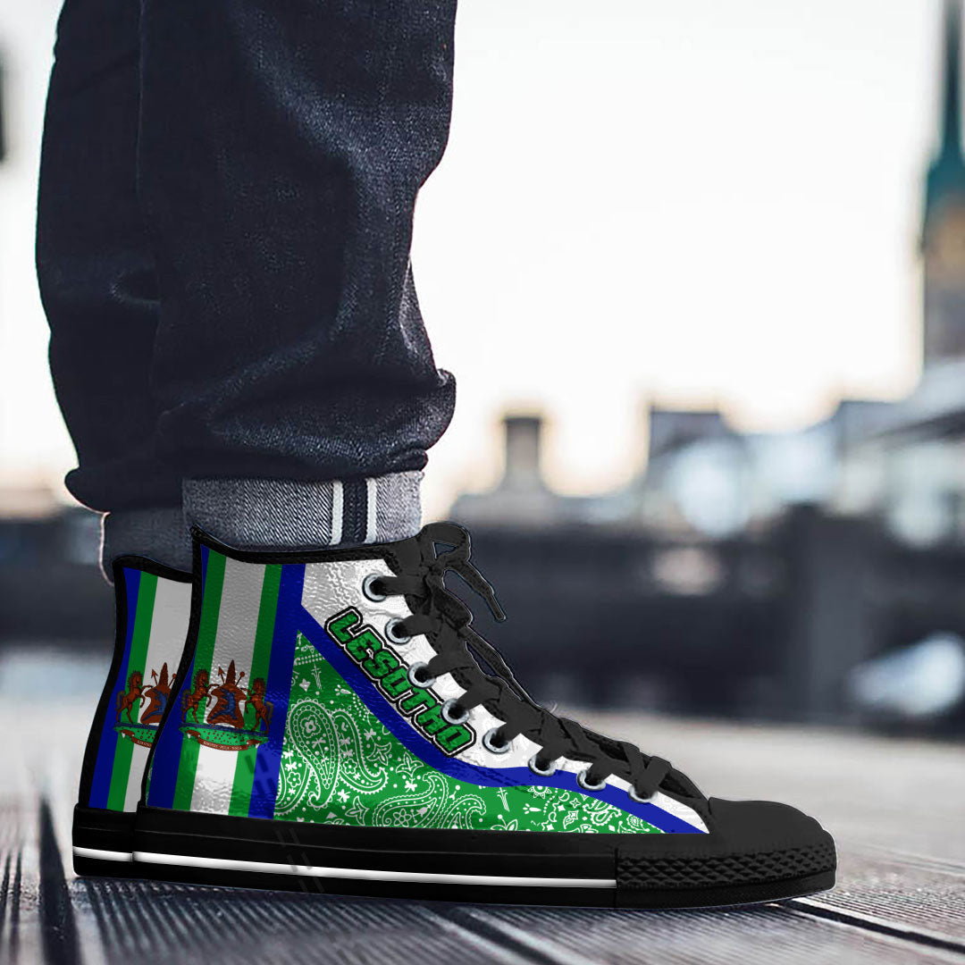Shoes Lesotho Green Version High Top Shoes Paisley Bandana Special Style