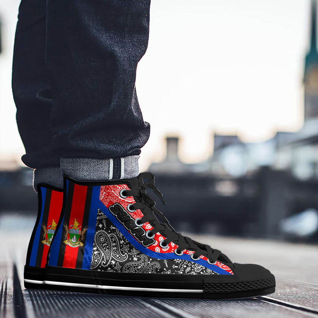 Shoes Sudan Black Version High Top Shoes Paisley Bandana Special Style