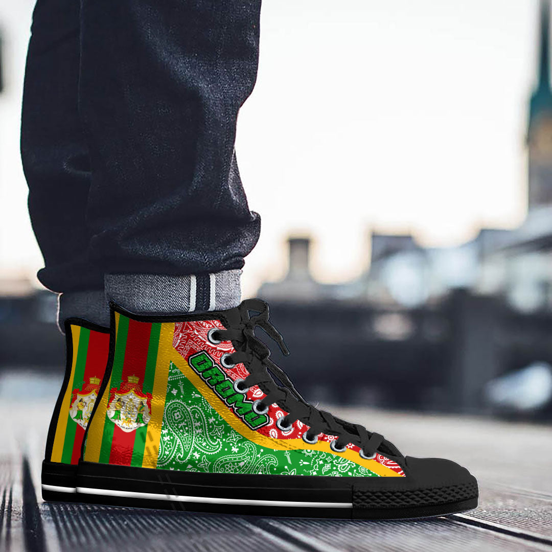 Shoes Oromo Green Version High Top Shoes Paisley Bandana Special Style