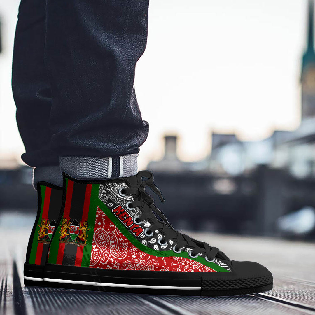 Shoes Kenya Red Version High Top Shoes Paisley Bandana Special Style