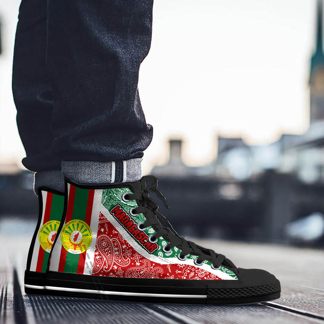 Shoes Madagascar High Top Shoes Paisley Bandana Special Style