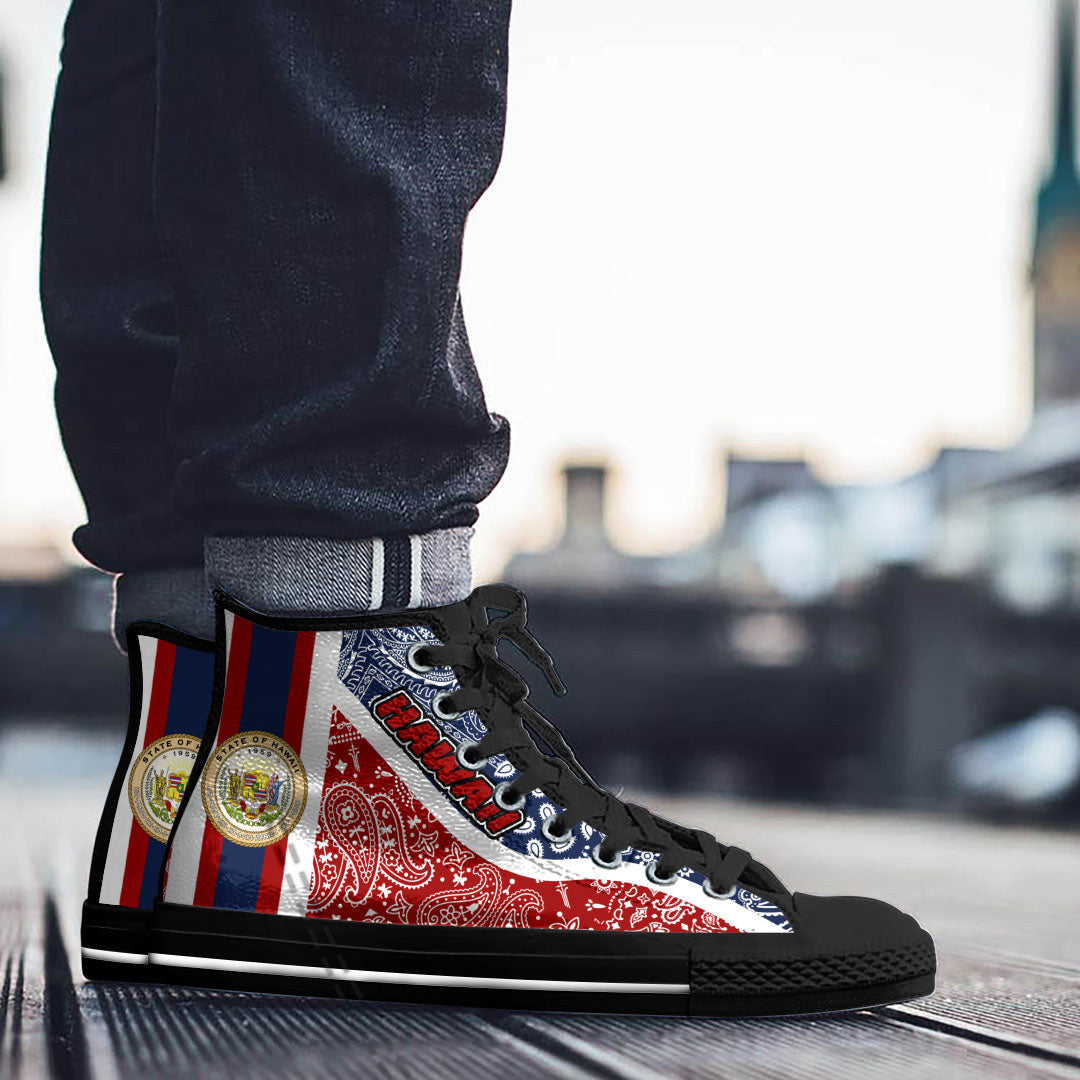 Shoes Hawaii High Top Shoes Paisley Bandana Special Style