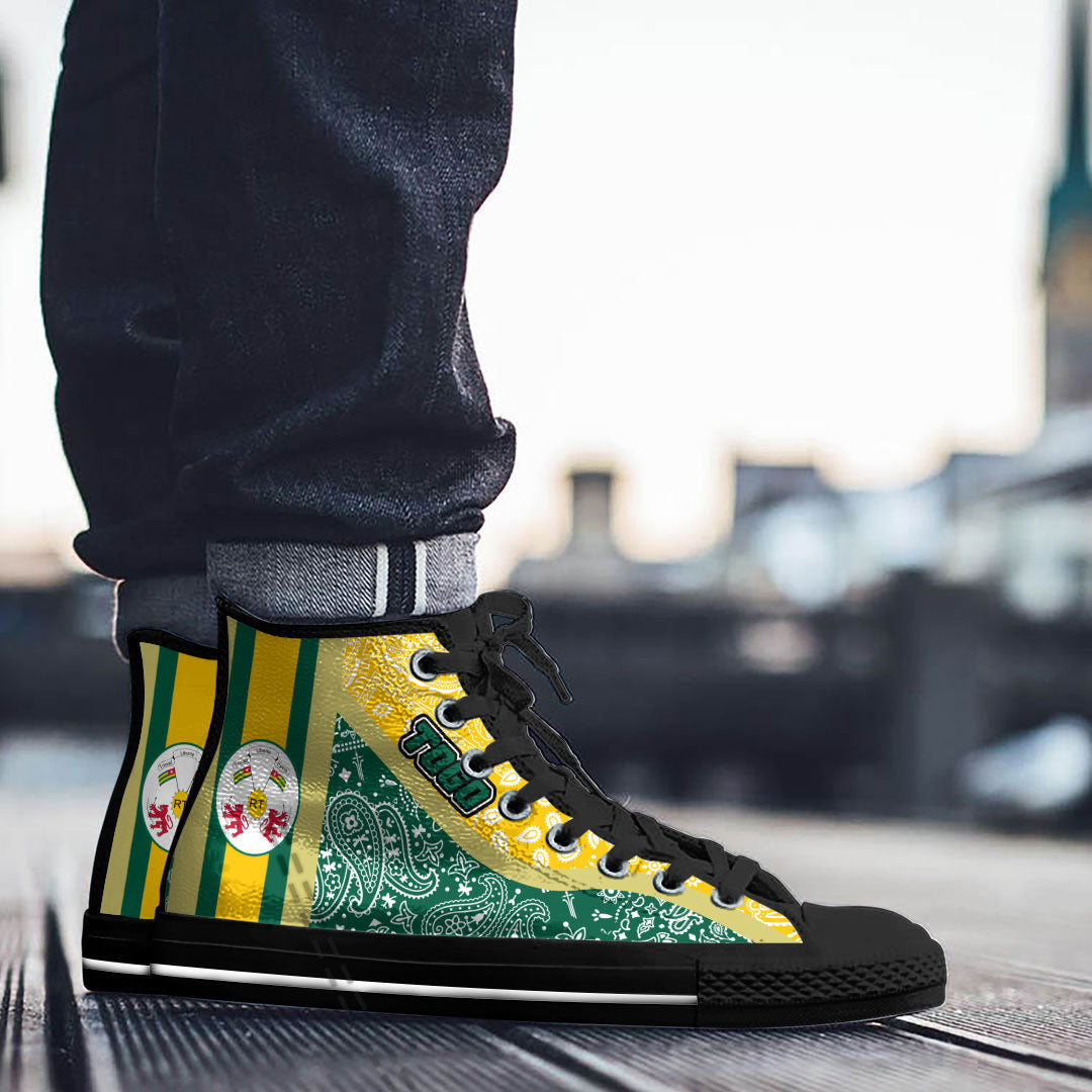 Shoes Togo Green Version High Top Shoes Paisley Bandana Special Style