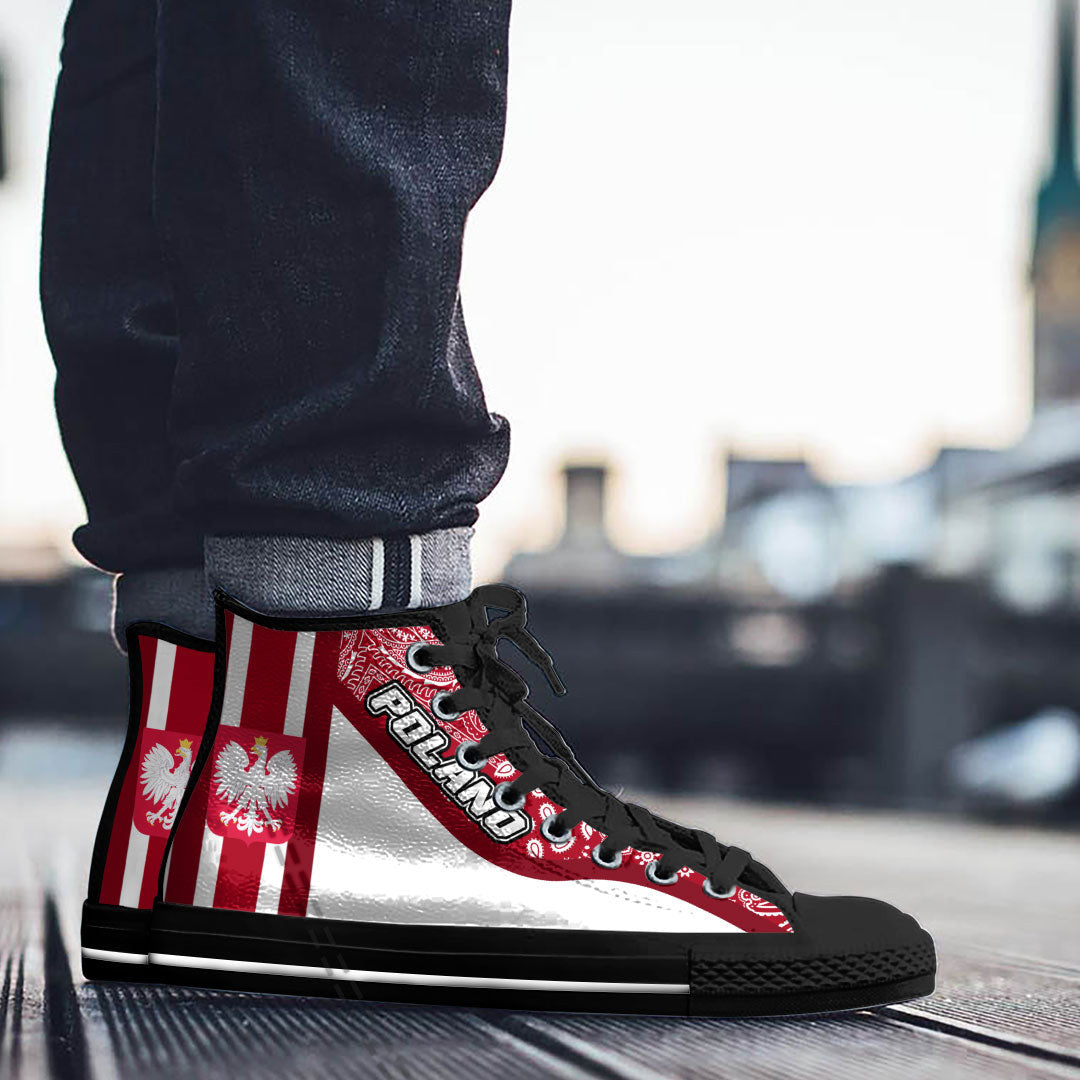 Shoes Poland Red Version High Top Shoes Paisley Bandana Special Style
