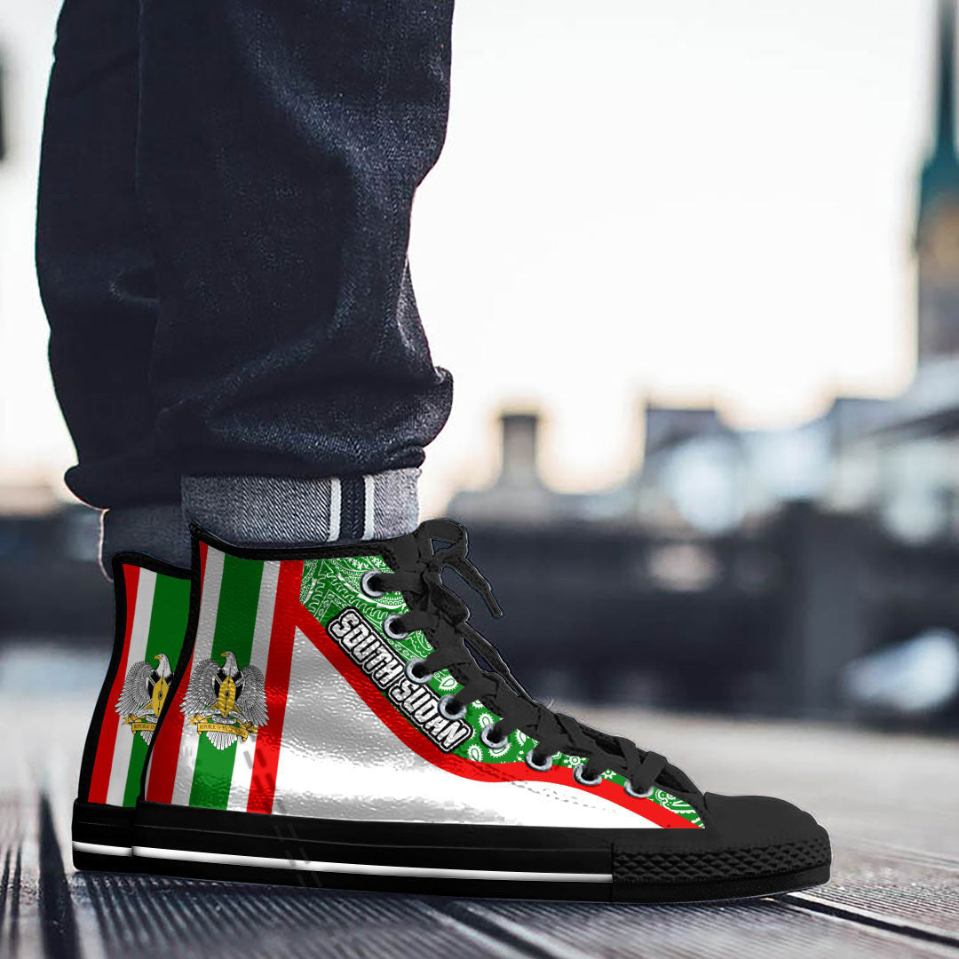 Shoes South Sudan White Version High Top Shoes Paisley Bandana Special Style
