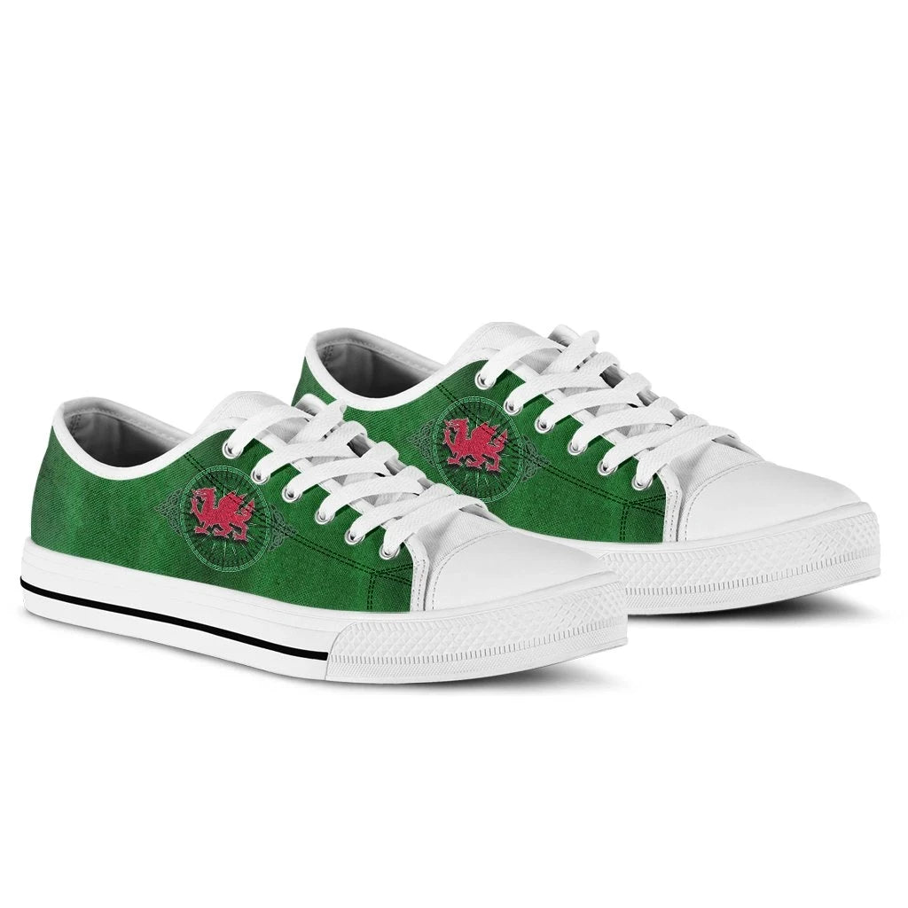 Wales Celtic Low Top Shoes Celtic Compass With Welsh Dragon