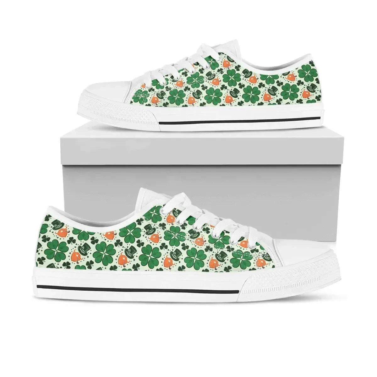 Celtic Low Top Shoes Ireland Shamrock With Leprechaun Happy St. Patrick'S Day
