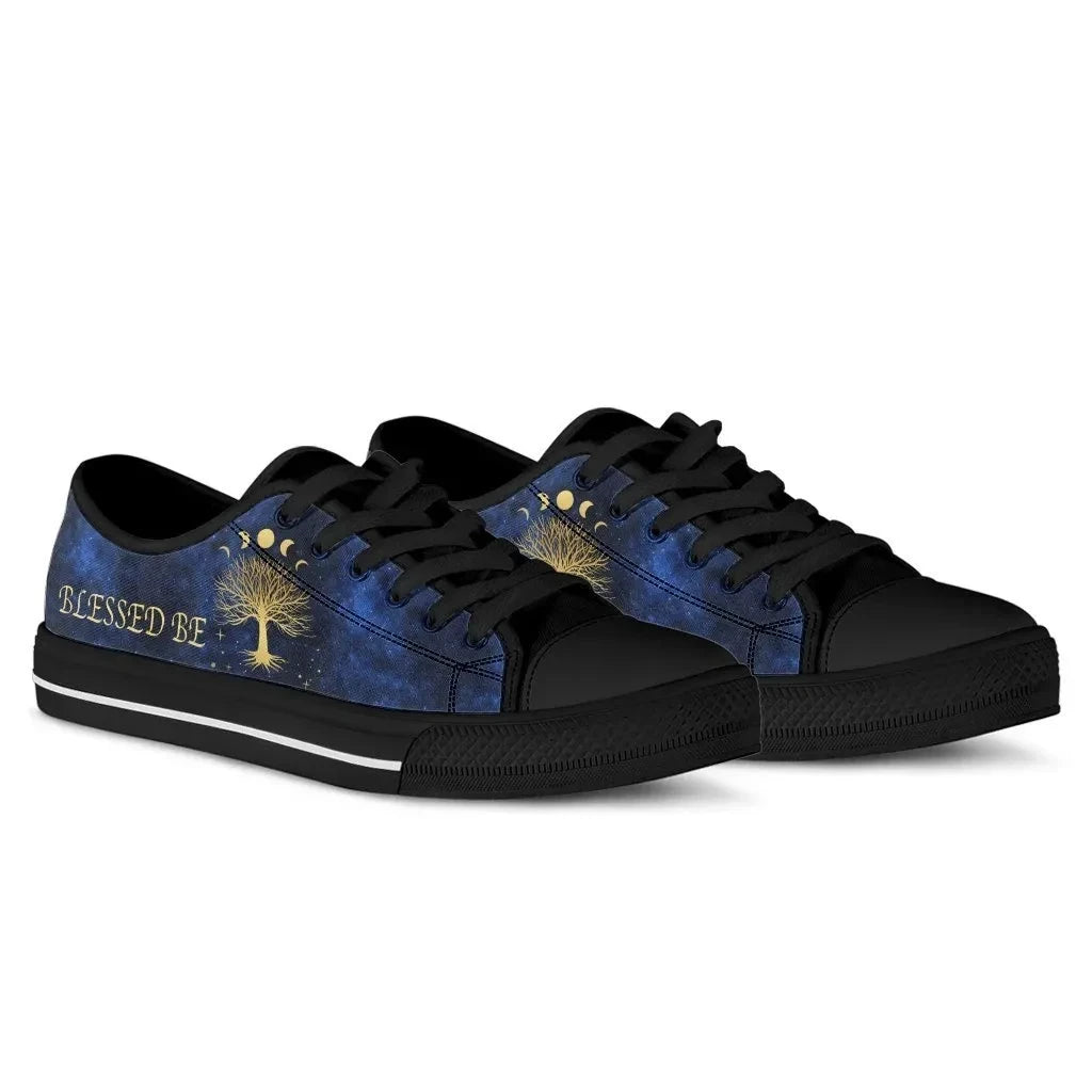 Celtic Wicca Low Top Shoes Moon Phases & Tree Of Life