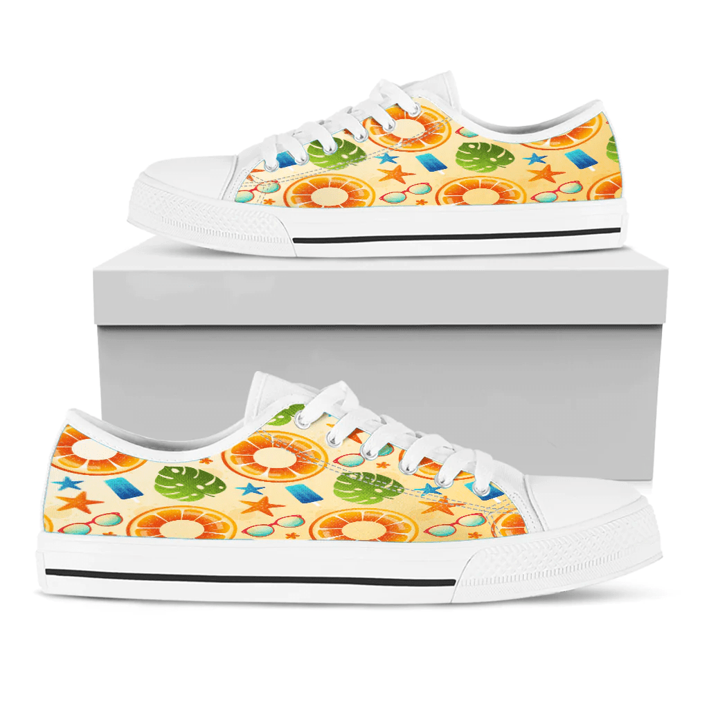 Shoes Summer Pattern Ice Cream And Orange Sweet Sweet Color Low Top Shoes