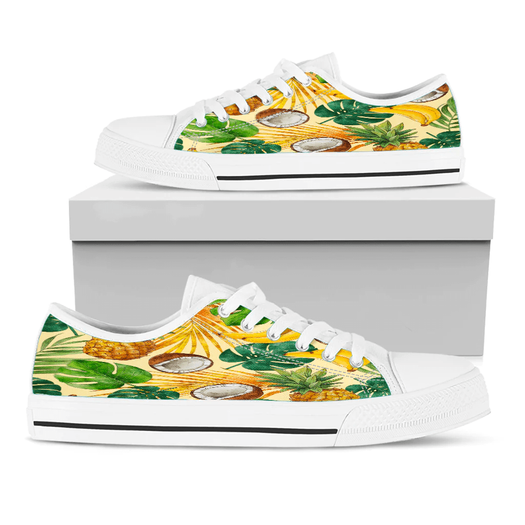Shoes Hawaiian Summer Pattern Pineapple,Banana And Coconut Low Top Shoes