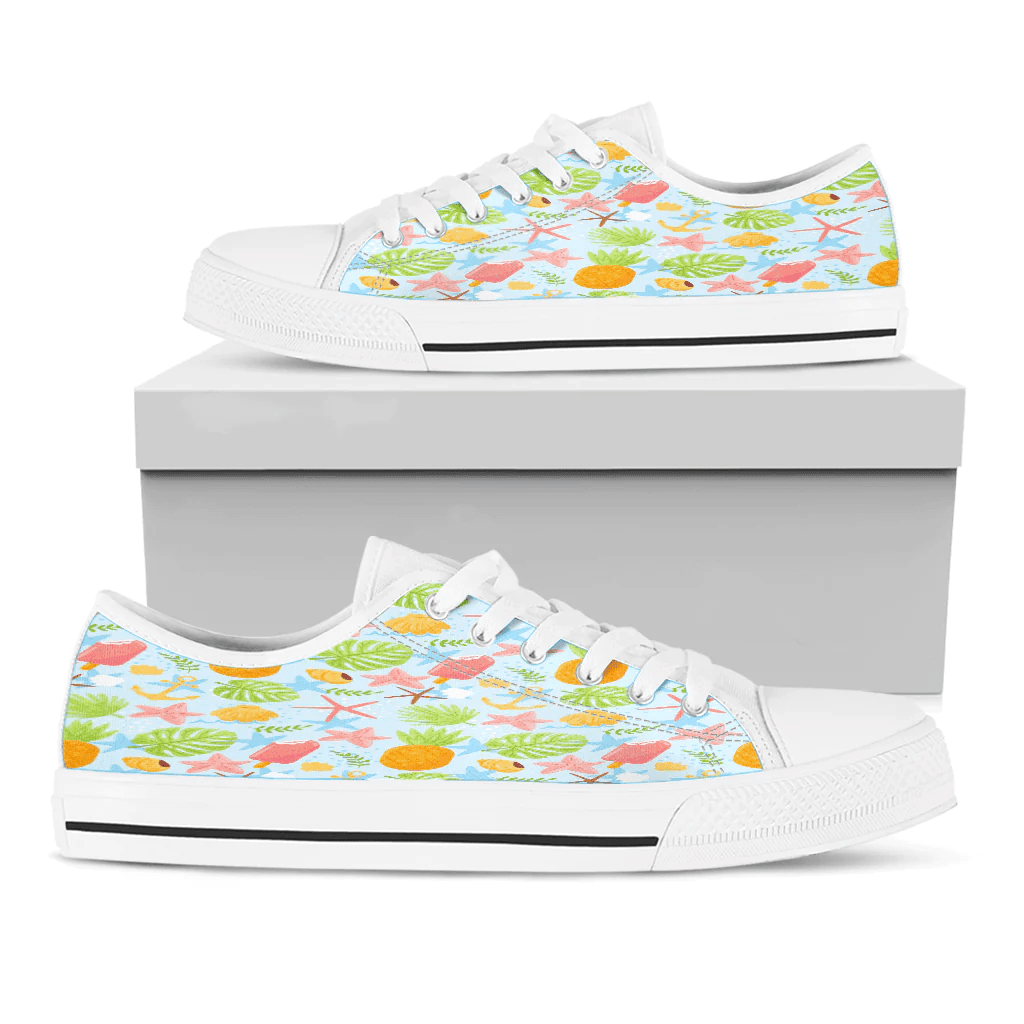 Shoes Sea Pattern And Tropical Fruits Low Top Shoes