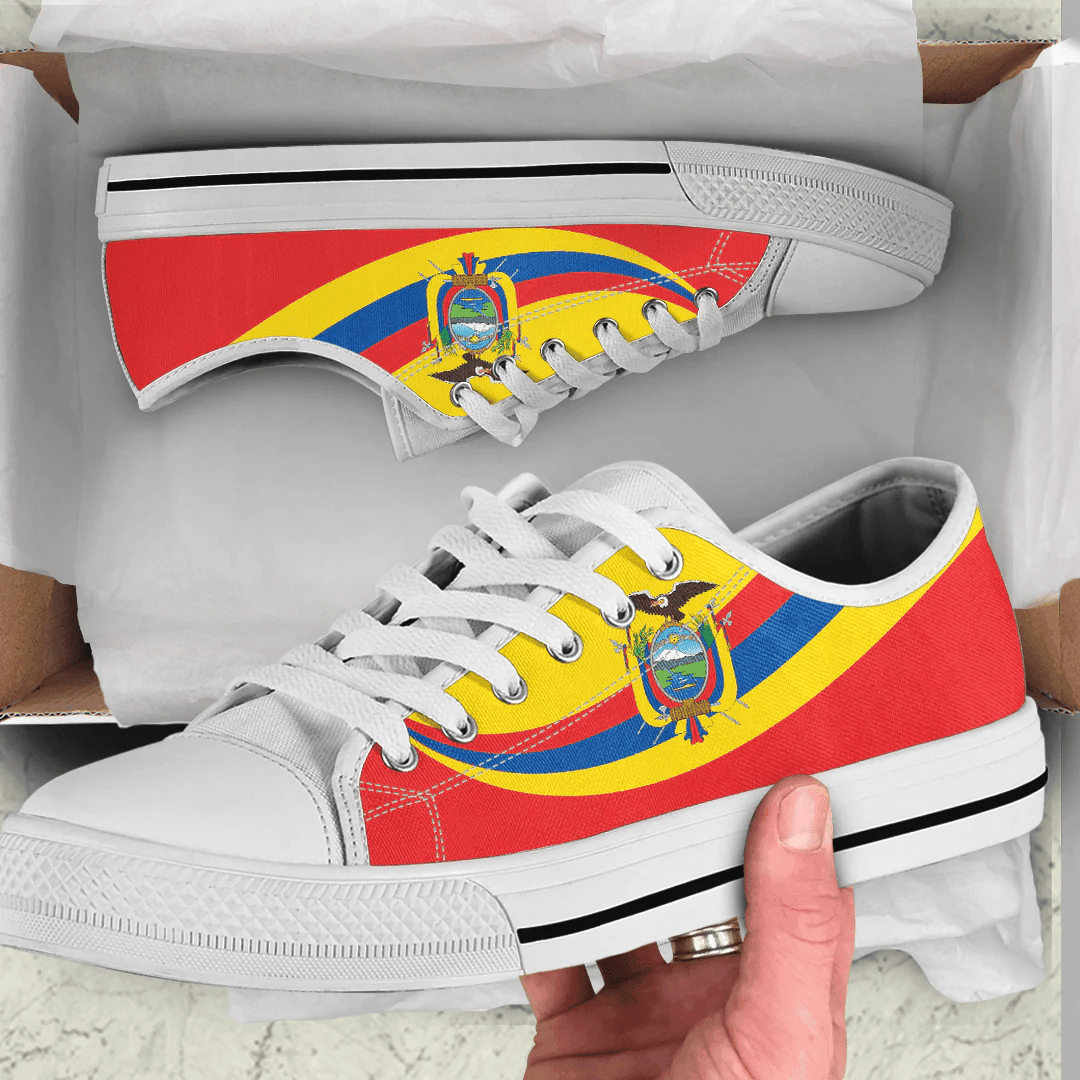 Shoes Ecuador Coat Of Arms And Flag Low Top Shoes