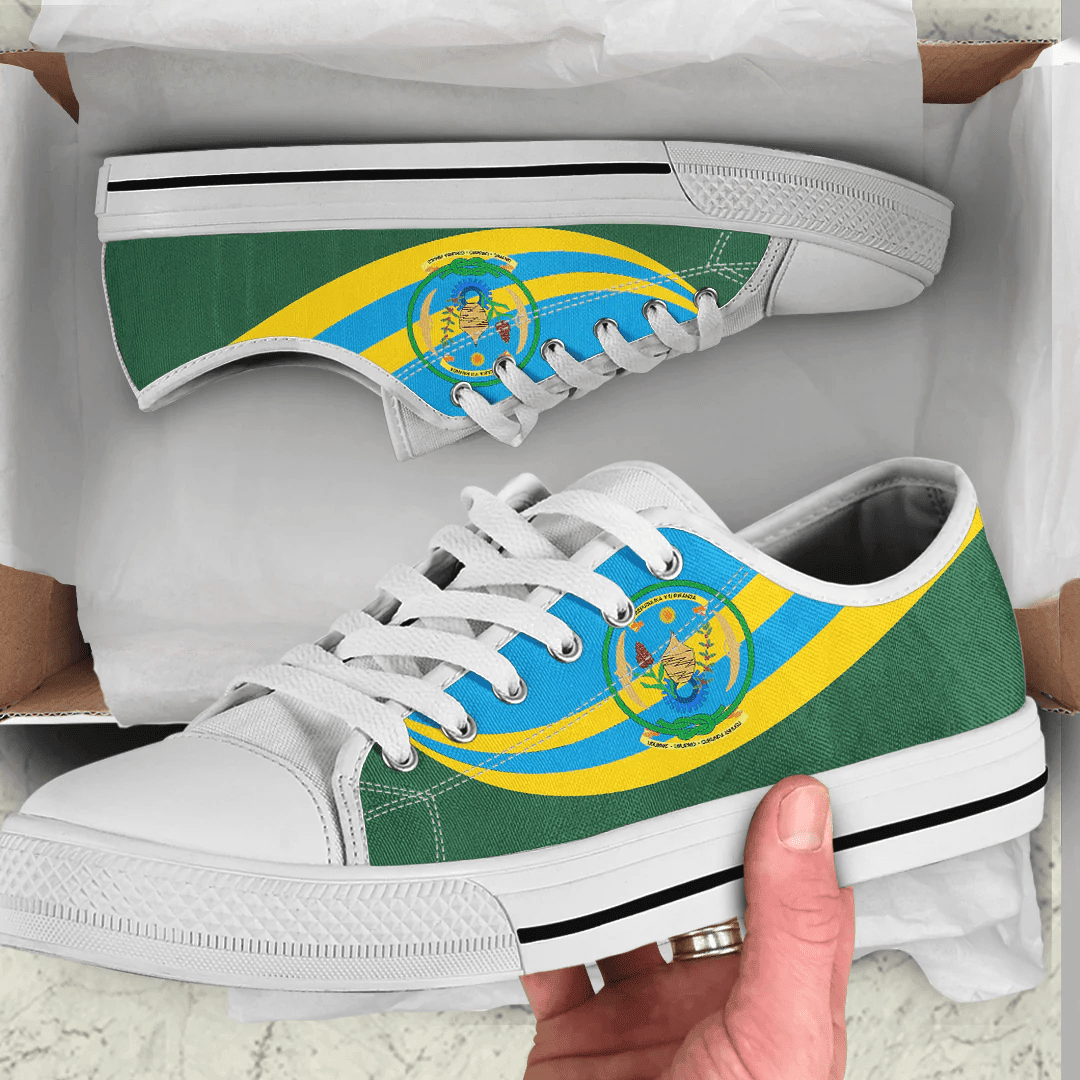 Shoes Rwanda Coat Of Arms And Flag Low Top Shoes