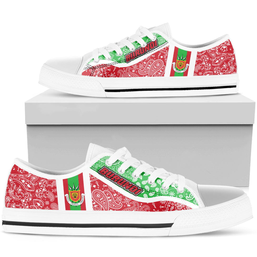 Shoes Burundi Red Verison Low Top Shoes Paisley Bandana Special Style