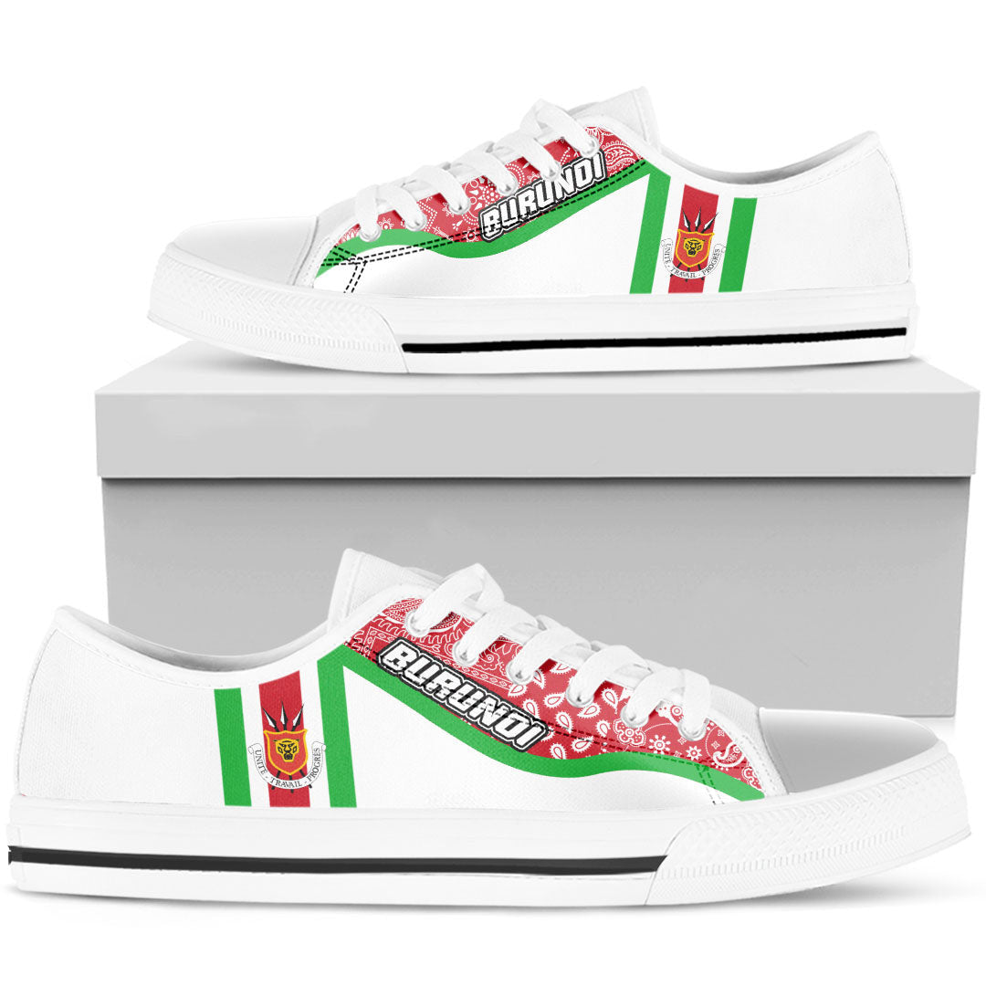 Shoes Burundi White Verison Low Top Shoes Paisley Bandana Special Style