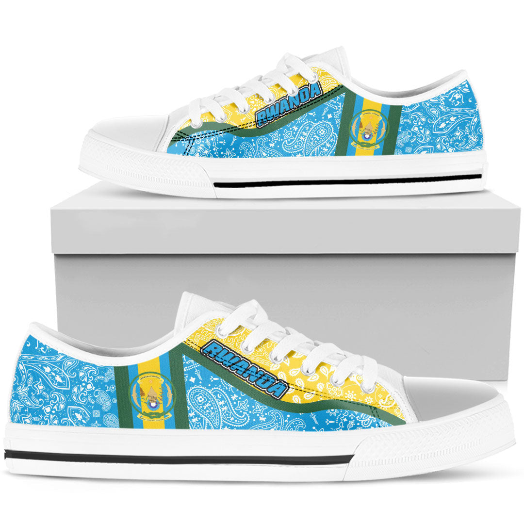 Shoes Rwanda Blue Version Low Top Shoes Paisley Bandana Special Style