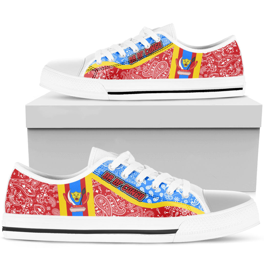 Shoes Democratic Republic Of The Congo Red Version Low Top Shoes Paisley Bandana Special Style