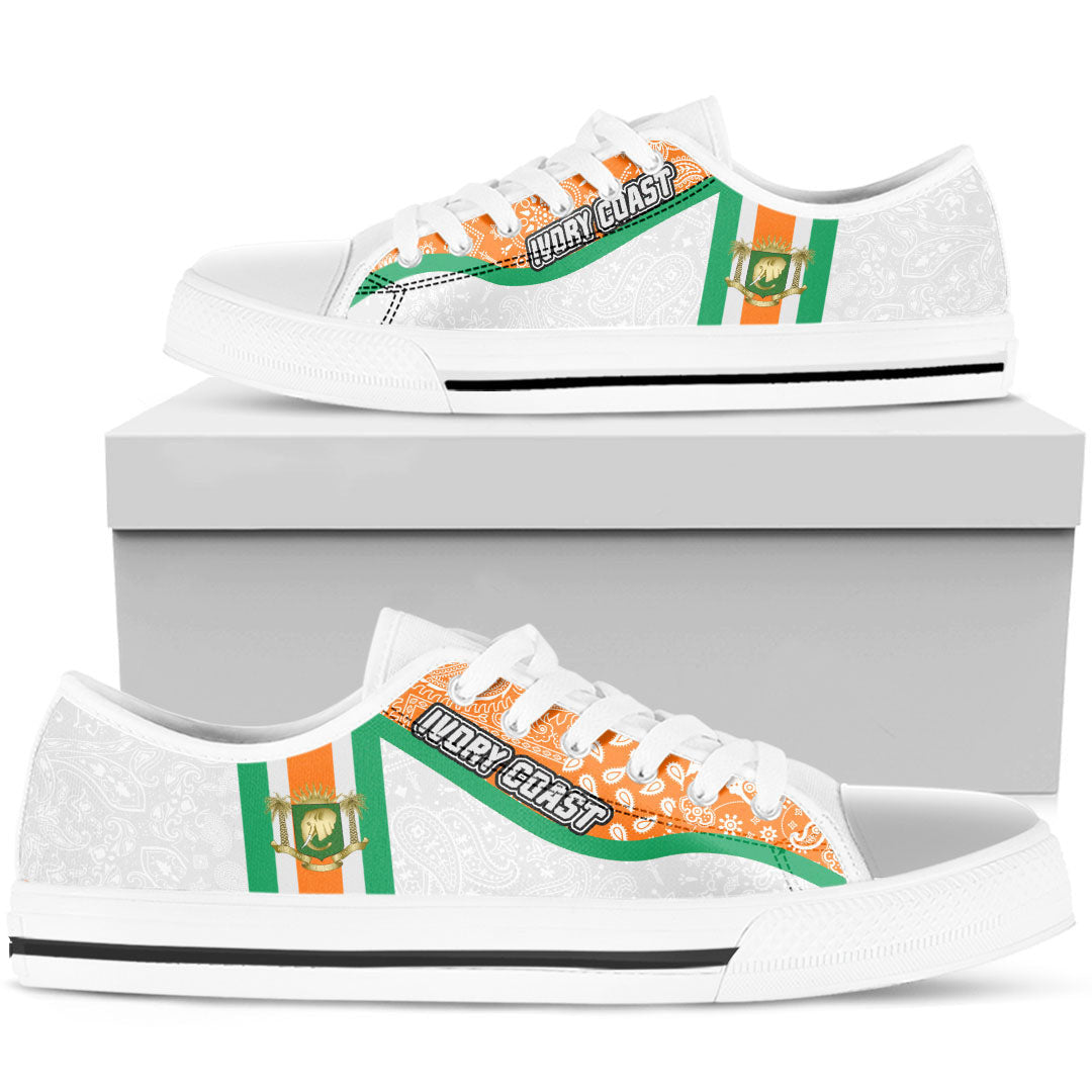 Shoes Ivory Coast White Version Low Top Shoes Paisley Bandana Special Style