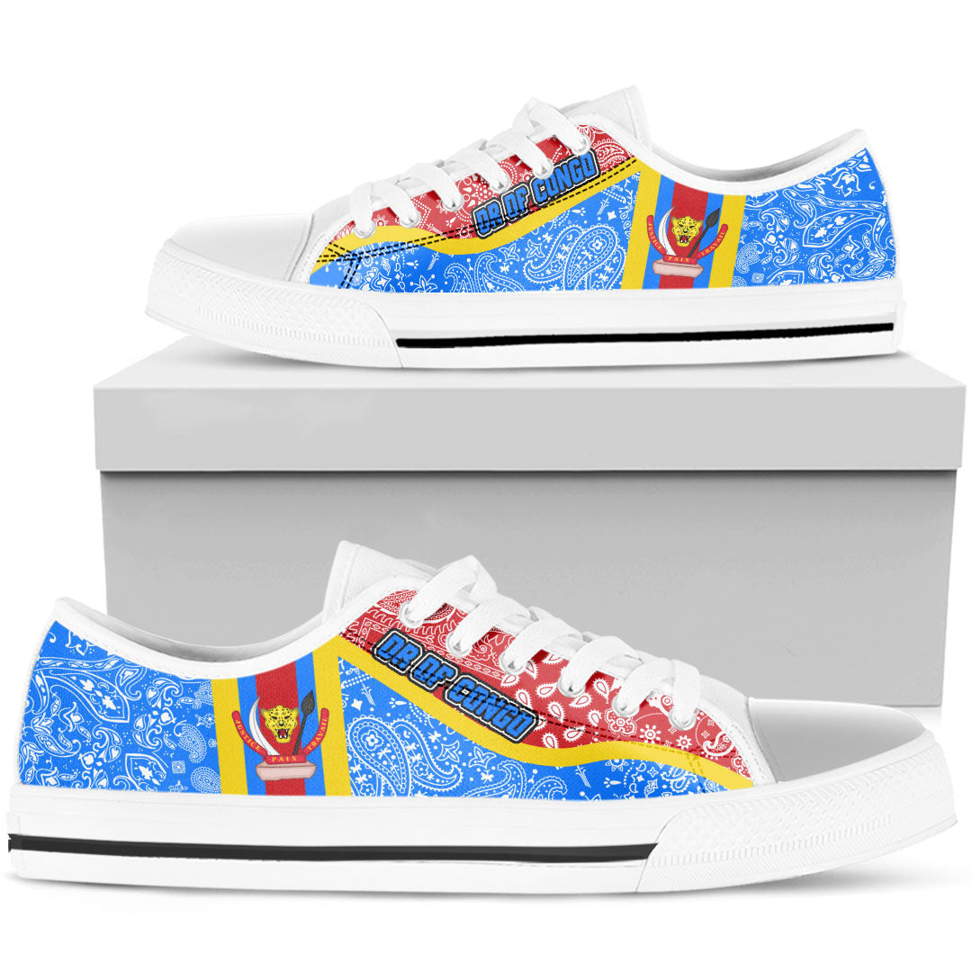 Shoes Democratic Republic Of The Congo Low Top Shoes Paisley Bandana Special Style