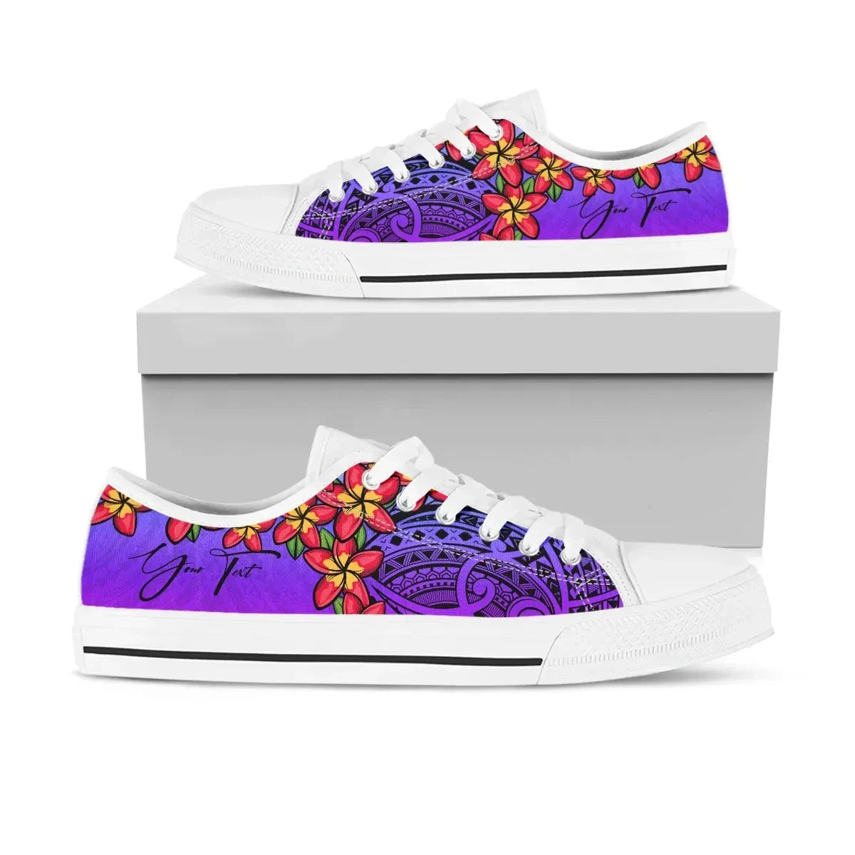 Custom Polynesian Plumeria Purple Low Top Shoes Personal Signature