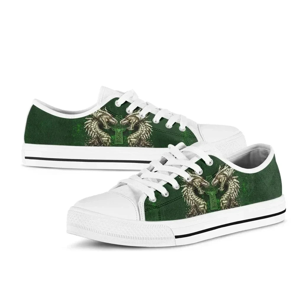 Ireland Celtic Low Top Shoes Dragon & Claddagh Cross