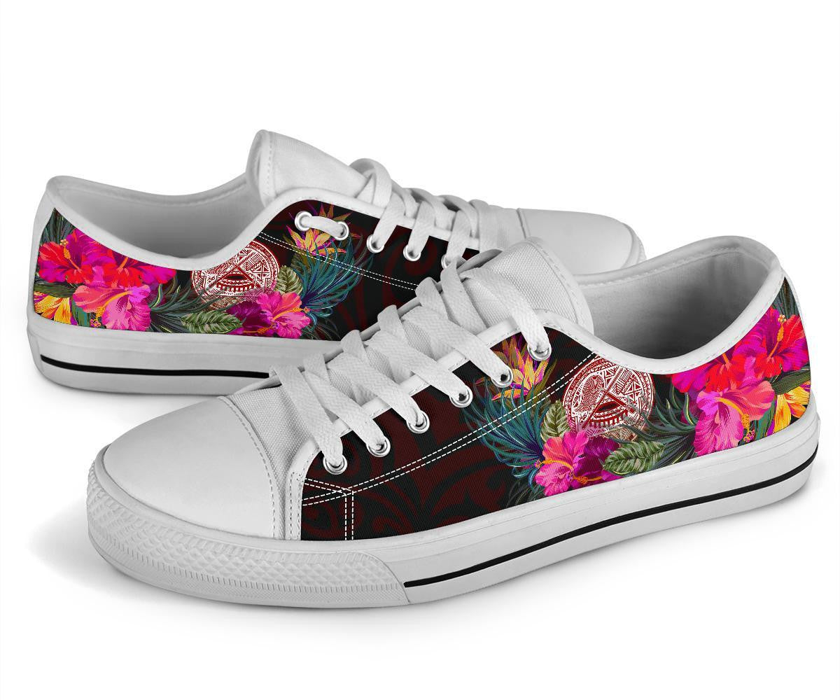 American Samoa Low Top Shoe Coat Of Arm With Polynesian Patterns