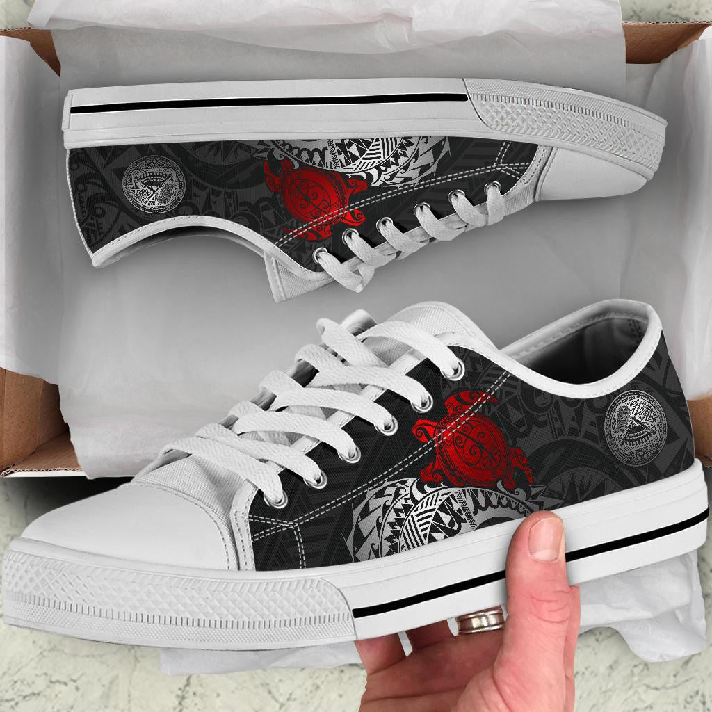 American Samoa Polynesian Low Top Shoes Polynesian Turtle Red