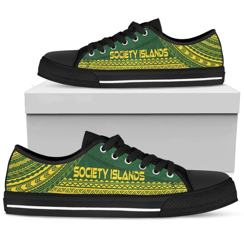 Society Islands Low Top Shoes Polynesian Flag Chief Version